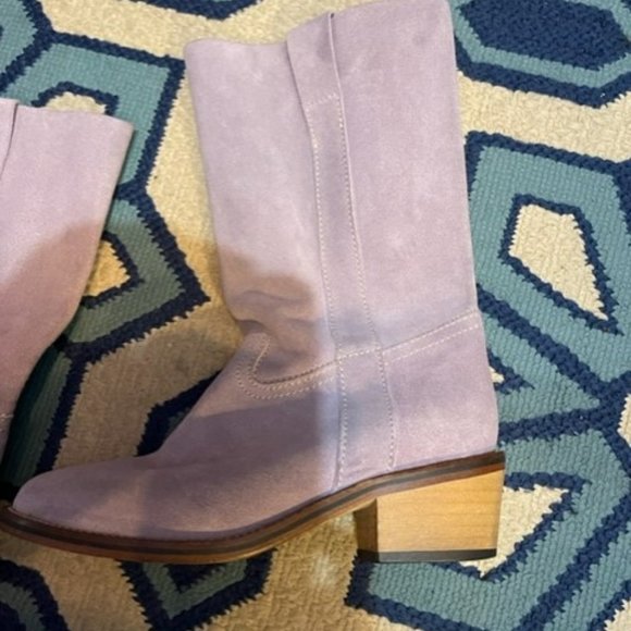 Vintage late 1990's / Y2K lavender / lilac suede western boots - Size 6 - Picture 11 of 16